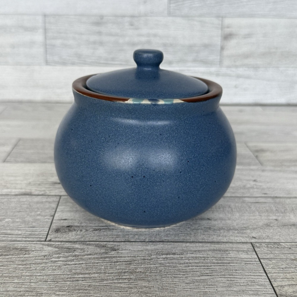 Vintage DANSK MESA Blue Sugar Bowl & Lid International Designs JAPAN EUC